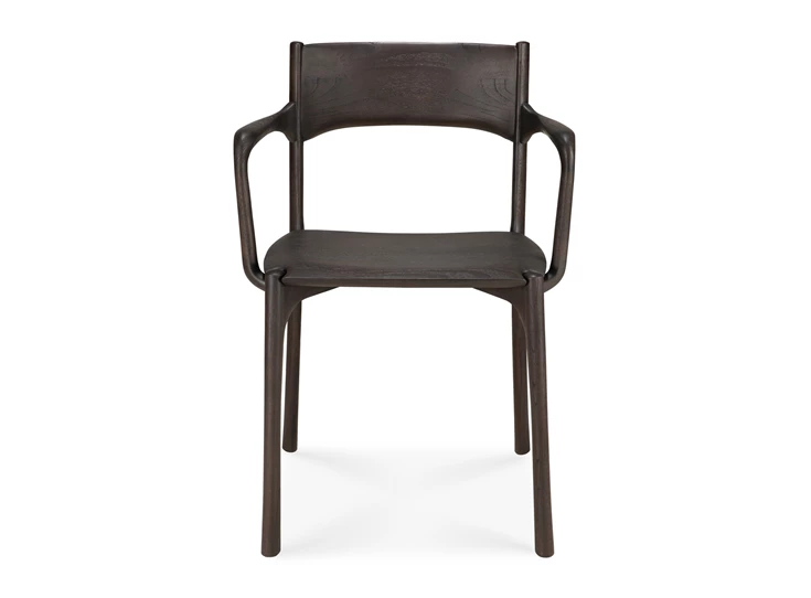 Front Armstoel Teak Pi Dark Brown Dining Chair with armrest 11575 Ethnicraft