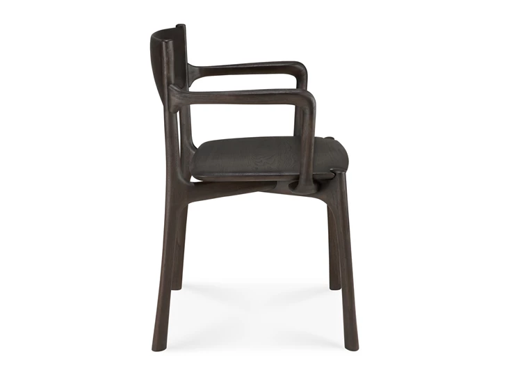 Zijkant Armstoel Teak Pi Dark Brown Dining Chair with armrest 11575 Ethnicraft