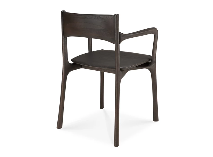 Achterkant Armstoel Teak Pi Dark Brown Dining Chair with armrest 11575 Ethnicraft