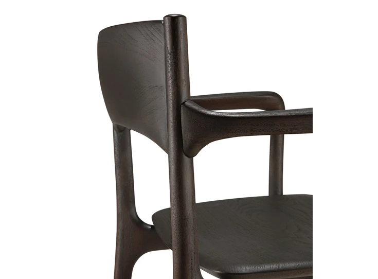 Zijde Armstoel Teak Pi Dark Brown Dining Chair with armrest 11575 Ethnicraft
