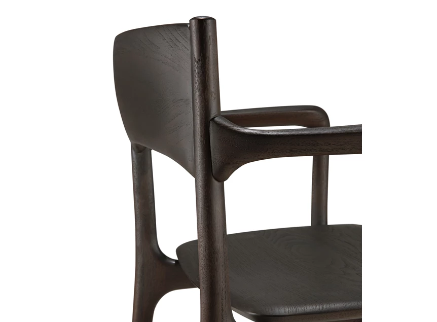 Zijde Armstoel Teak Pi Dark Brown Dining Chair with armrest 11575 Ethnicraft