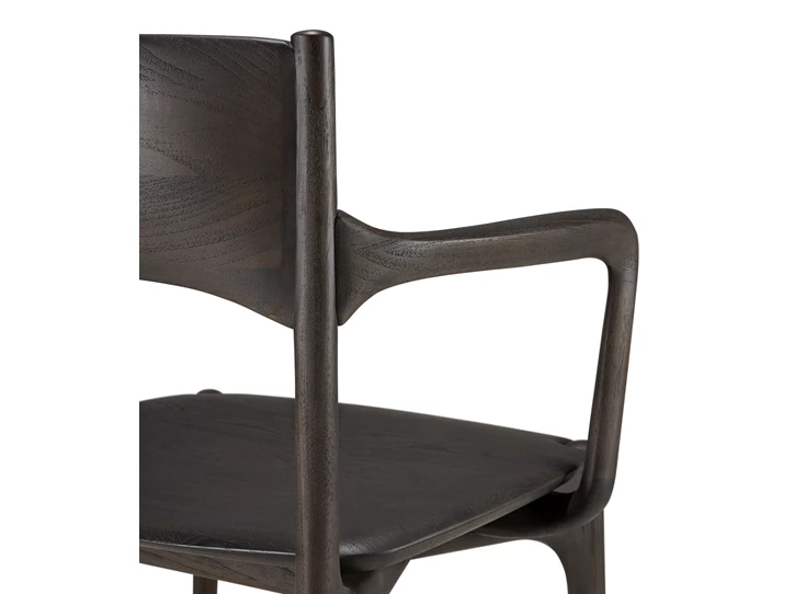 Rugleuning Armstoel Teak Pi Dark Brown Dining Chair with armrest 11575 Ethnicraft