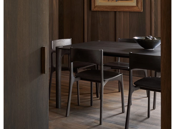 Mid Century Stoel Teak Pi Dark Brown Dining Chair without armrest 11574 Ethnicraft