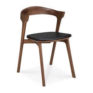 Armstoel Teak Bok Brown Dining Chair Black Leather 10685 Ethnicraft