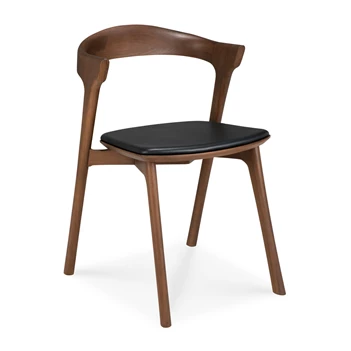 Armstoel Teak Bok Brown Dining Chair Black Leather 10685 Ethnicraft