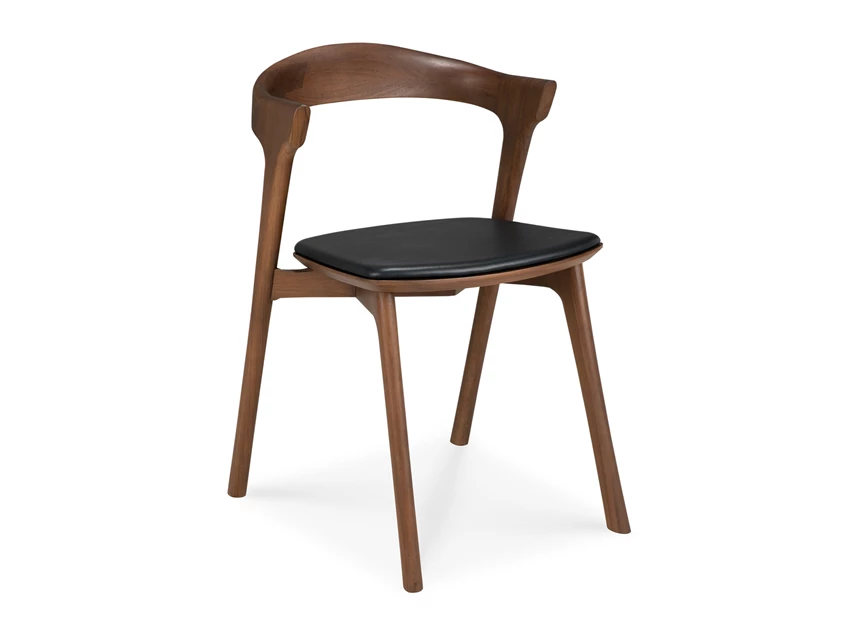 Armstoel Teak Bok Brown Dining Chair Black Leather 10685 Ethnicraft
