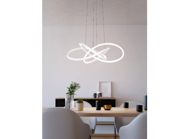 Riaza hanglamp aluminium, staal wit sfeer