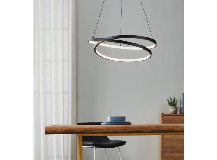 Ruotale hanglamp aluminium, staal zwart sfeer