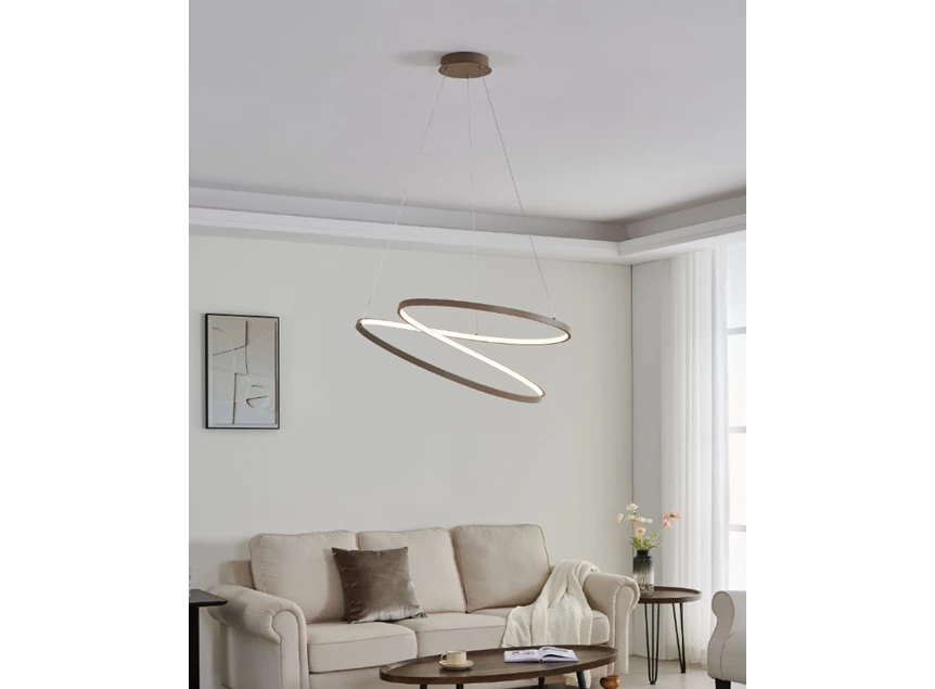 Ruotale hanglamp aluminium, staal zandkleur sfeer