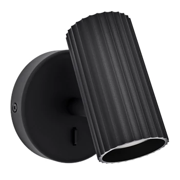 Portillo wandlamp aluminium, staal zwart