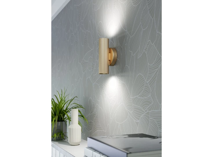 Portillo wandlamp aluminium, staal geelkoper sfeer