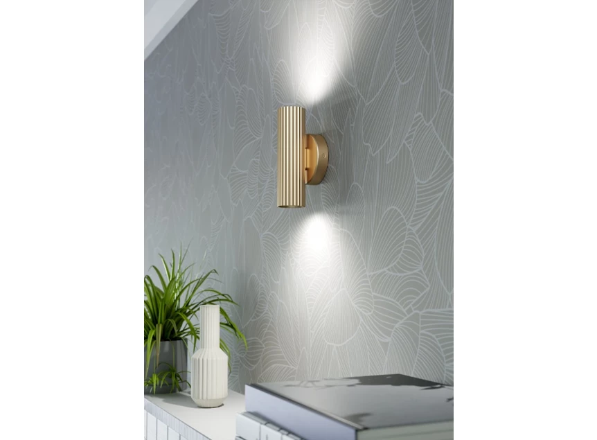 Portillo wandlamp aluminium, staal geelkoper sfeer