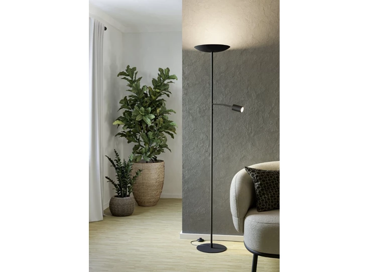 Conivarino staanlamp staal zwart sfeer