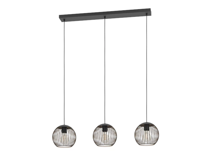 Almanzora hanglamp 3l staal zwart,koper