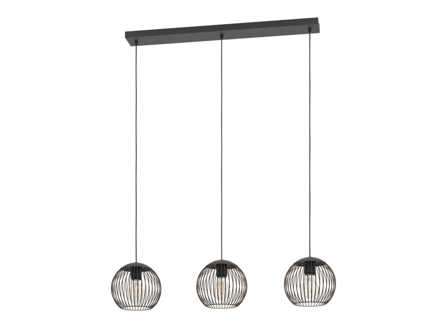 Almanzora hanglamp 3l staal zwart,koper