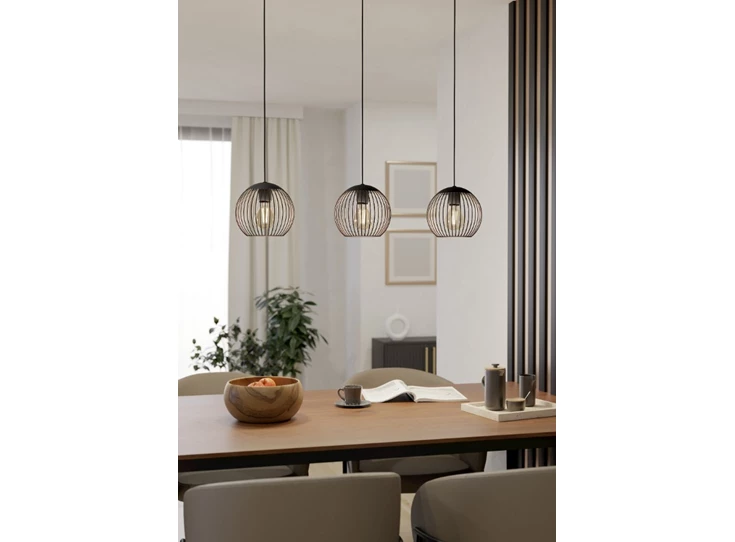 Almanzora hanglamp 3l staal zwart,koper sfeer