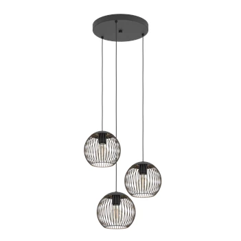 Almanzora hanglamp 3l staal zwart,koper