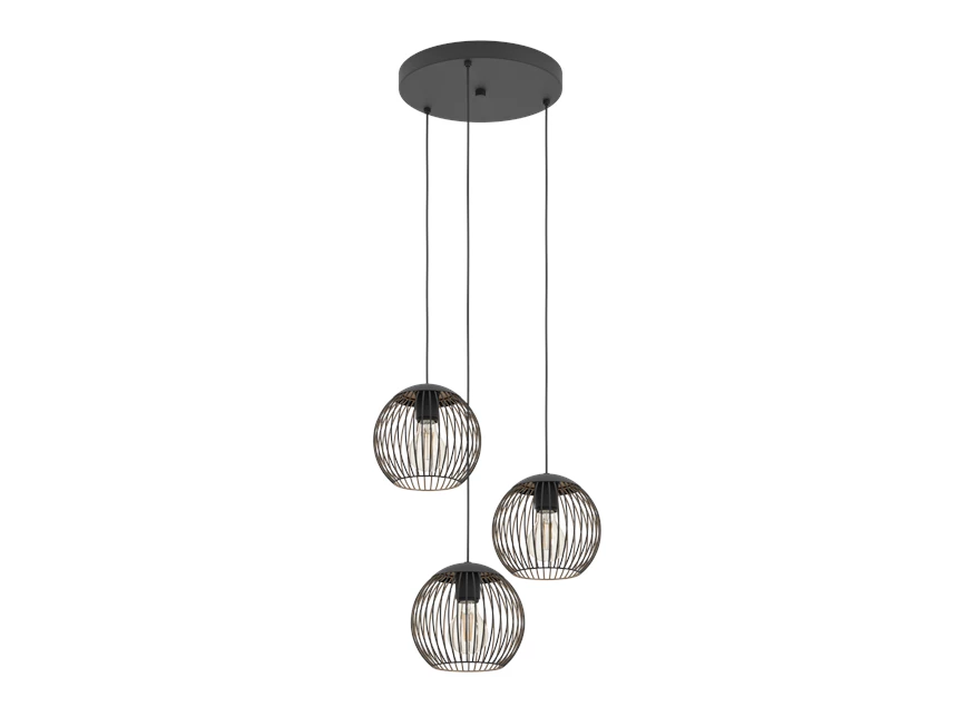 Almanzora hanglamp 3l staal zwart,koper