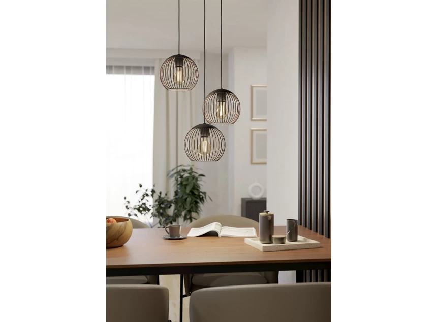 Almanzora hanglamp 3l staal zwart,koper