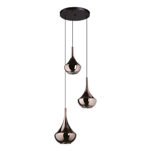 Almoster hanglamp 3l staal zwart/koperkleuren