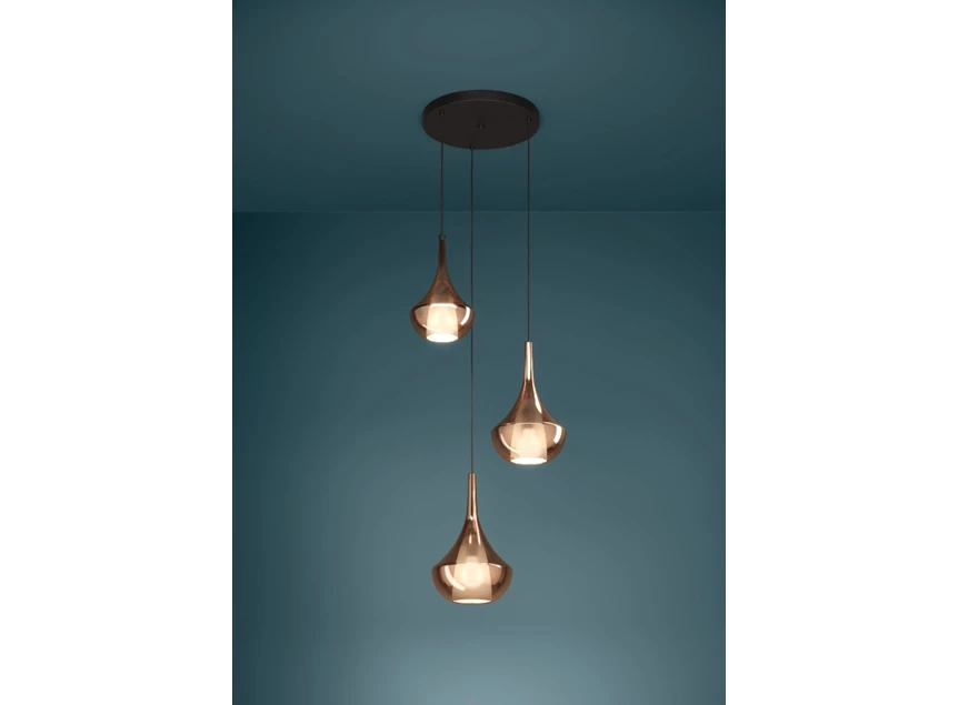 Almoster hanglamp 3l staal zwart/koperkleuren sfeer