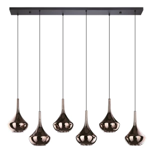 Almoster hanglamp 6l staal zwart, koperkleuren