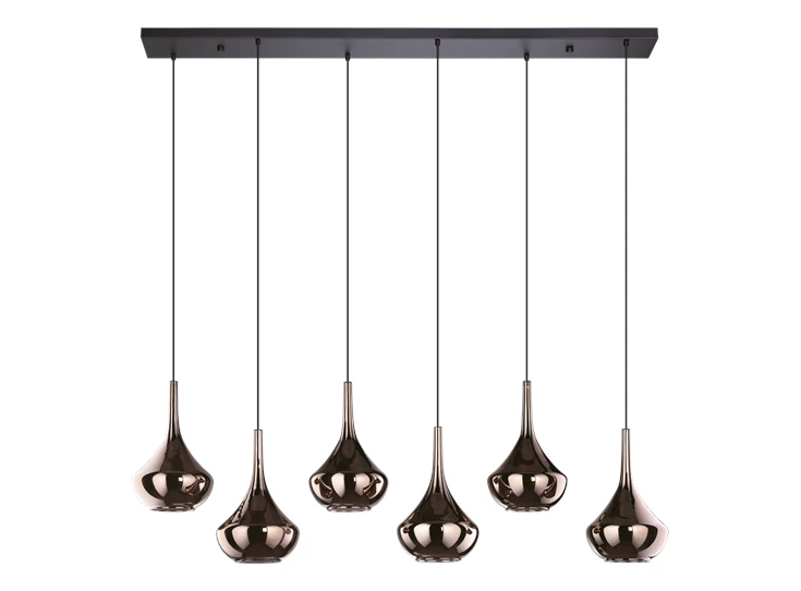 Almoster hanglamp 6l staal zwart, koperkleuren