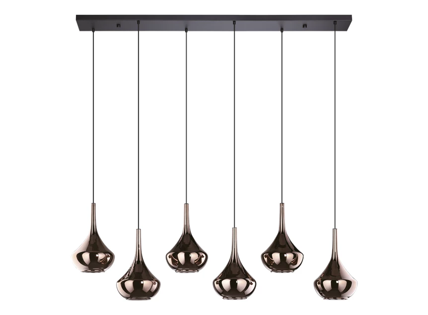 Almoster hanglamp 6l staal zwart, koperkleuren