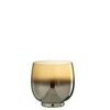 Windlicht rond glas smoke geel/zilver M