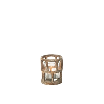 Windlicht antiek polyester/glas S