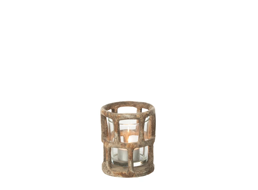 Windlicht antiek polyester/glas S