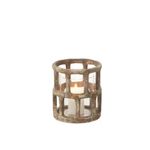 Windlicht antiek polyester/glas L