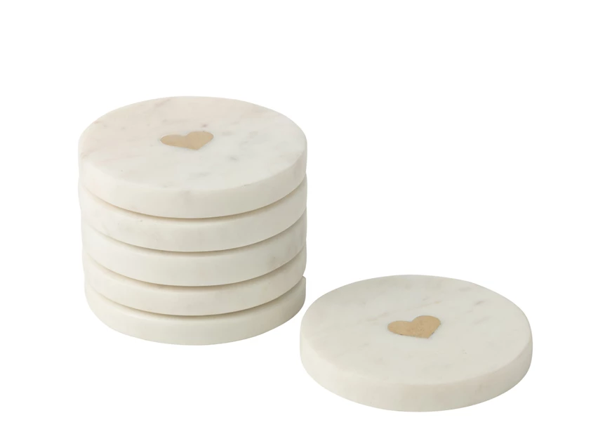 S/6 onderzetters marmer wit