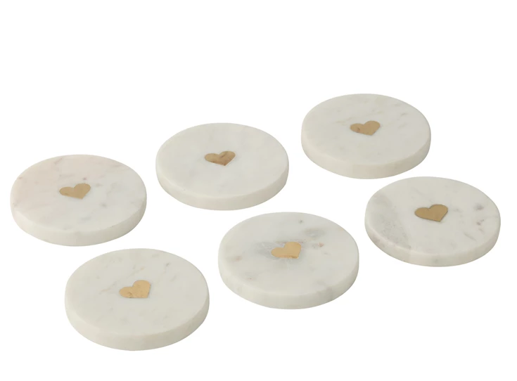 S/6 onderzetters marmer wit detail