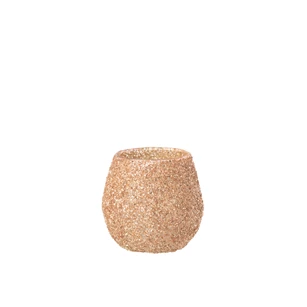 Theelichthouder glas perzik S