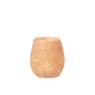 Theelichthouder glas perzik L