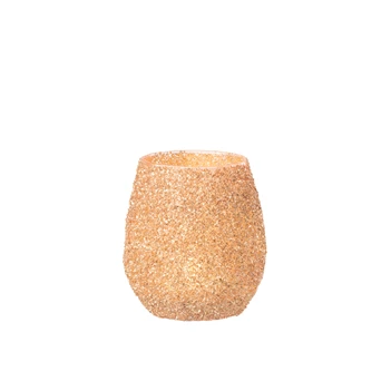 Theelichthouder glas perzik L