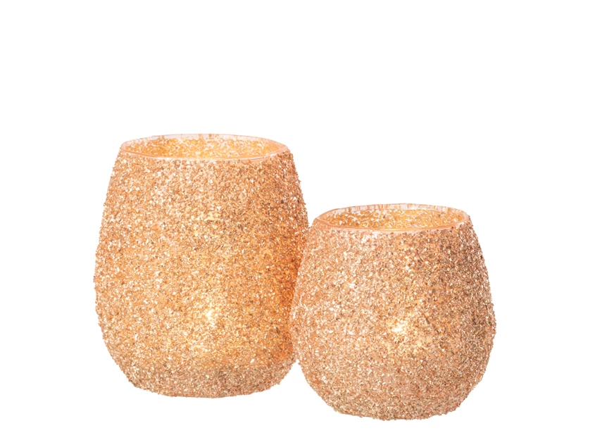 Theelichthouder glas perzik L vergelijking