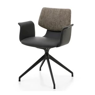 Armstoel Nerina NE 2369 leder antraciet statiefonderstel schuin Musterring