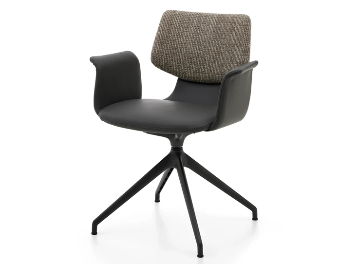 Armstoel Nerina NE 2369 leder antraciet statiefonderstel schuin Musterring