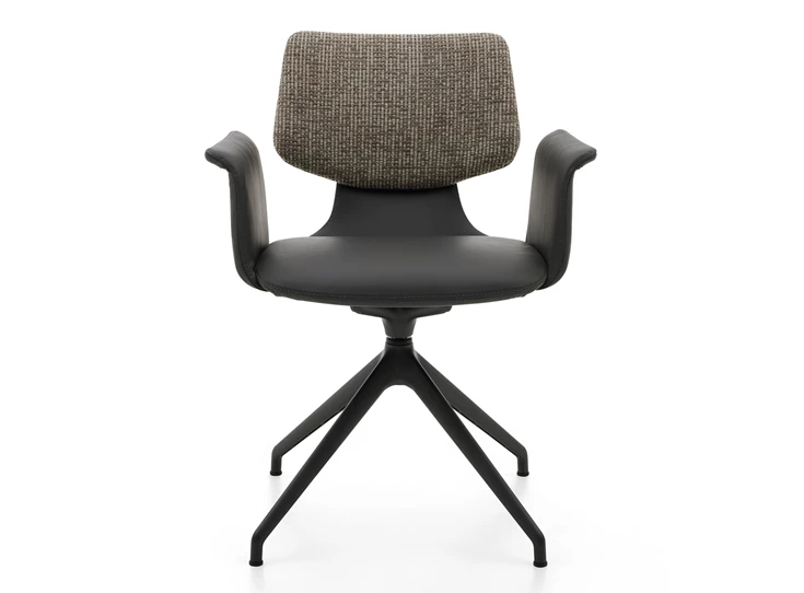 Front Armstoel Nerina NE 2369 leder antraciet statiefonderstel schuin Musterring