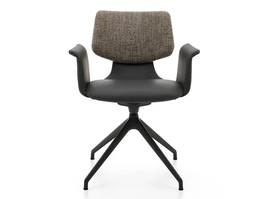 Front Armstoel Nerina NE 2369 leder antraciet statiefonderstel schuin Musterring