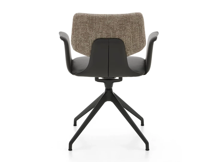 Rug Armstoel Nerina NE 2369 leder antraciet statiefonderstel schuin Musterring