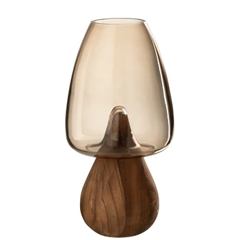 Vaas paddenstoel hoog glas grijs