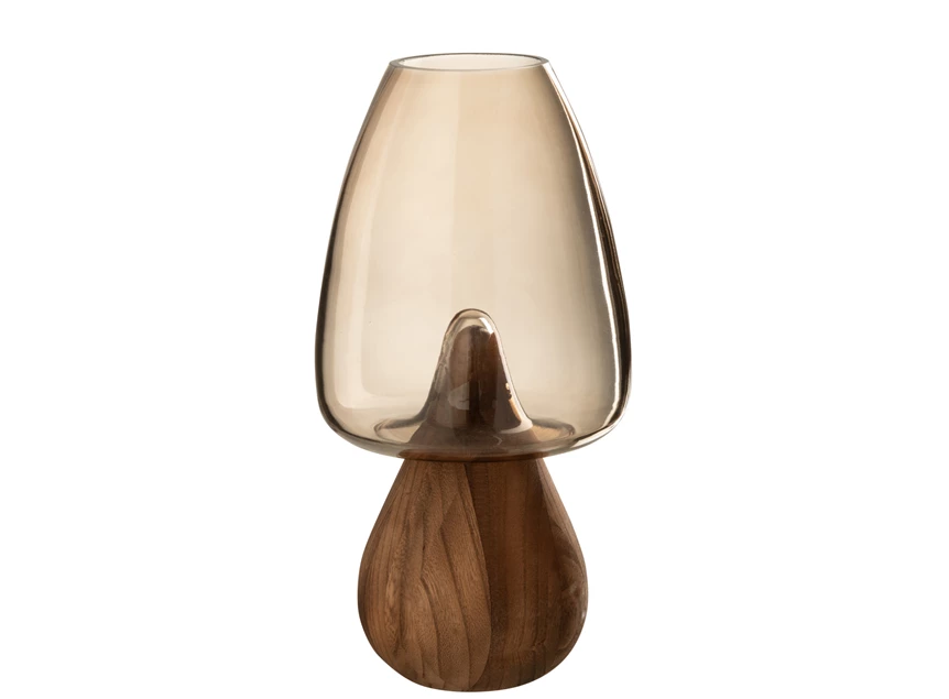 Vaas paddenstoel hoog glas grijs