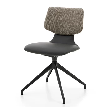 Stoel Nerina NE 2349 leder antraciet statiefonderstel schuin Musterring