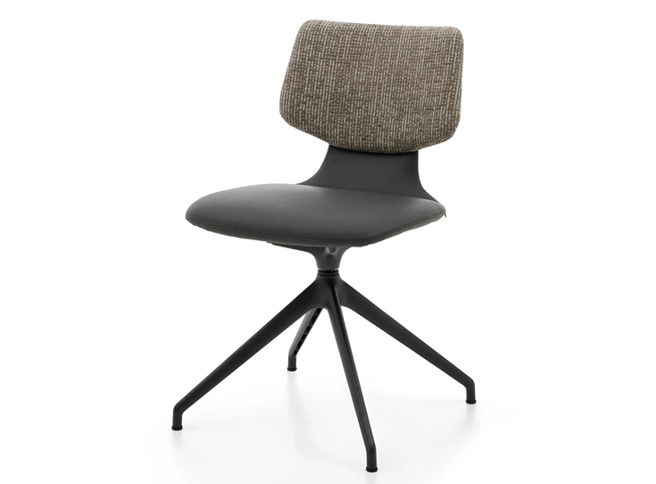 Stoel Nerina NE 2349 leder antraciet statiefonderstel schuin Musterring