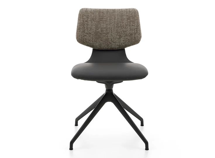 Front Stoel Nerina NE 2349 leder antraciet statiefonderstel schuin Musterring