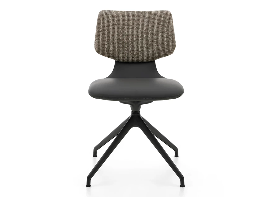 Front Stoel Nerina NE 2349 leder antraciet statiefonderstel schuin Musterring