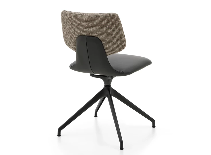 Zijde Stoel Nerina NE 2349 leder antraciet statiefonderstel schuin Musterring